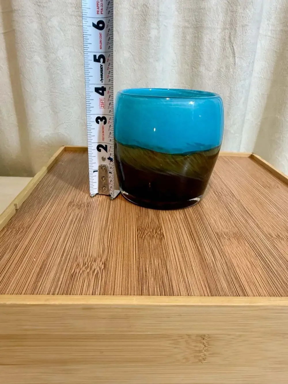 Dynasty Gallery Glisten + Glass Candle Holder - Galaxy Teal and‎ Brown Swirl